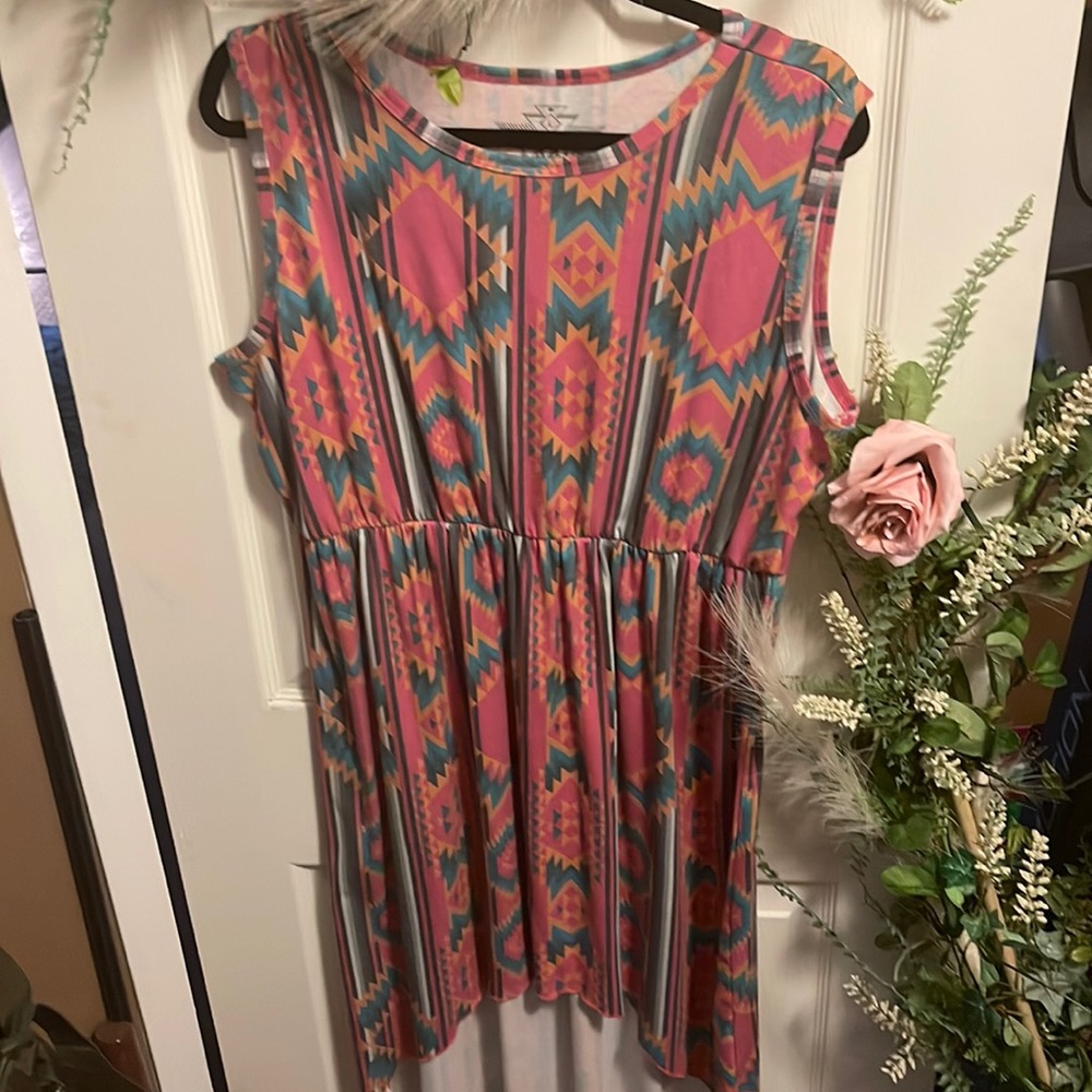 Crazy Train high low Aztec dress size large
